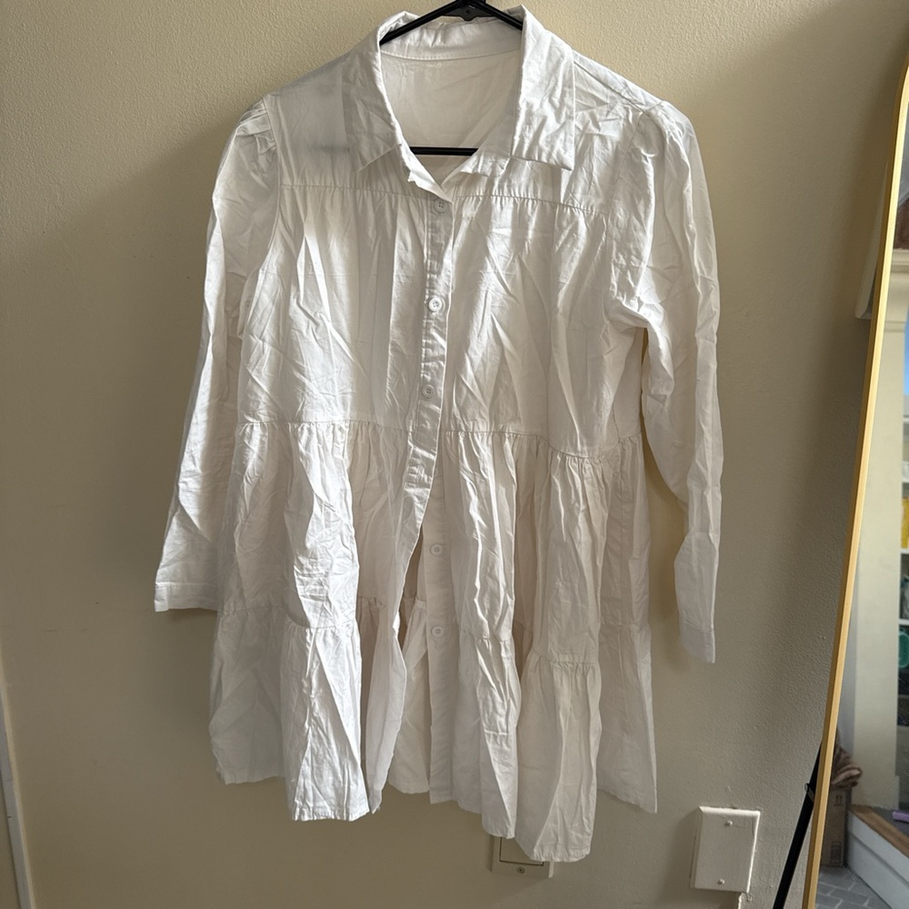 White Button-Up Shirt Dress
